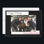 Cartão de Colagem de Fotos Simples Black Holiday 5<br><div class="desc">Feliz Natal. Adicione suas fotos. Altere as fontes clicando em "personalizar". Isso permite adicionar mais de uma foto no verso. Este é negro para um olhar minimalista e moderno.</div>