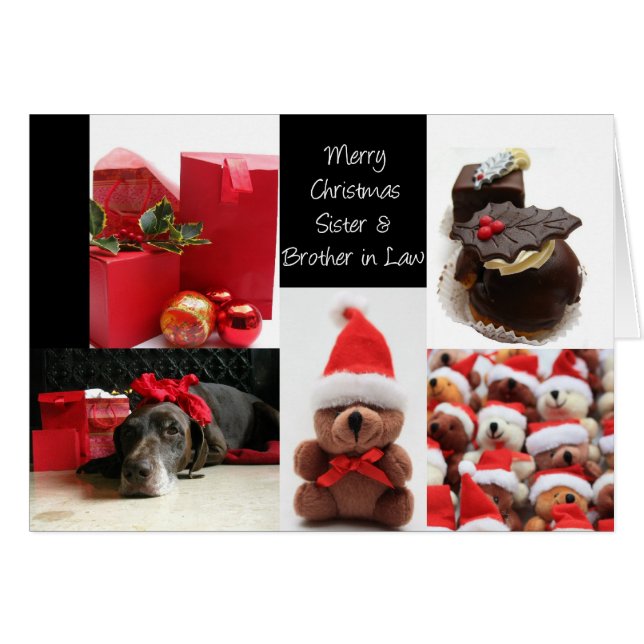 Cartão de colagem de Natal vermelho para Irmã e Ir (Frente Horizontal)