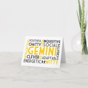 Cartão de Colagem de Palavras de Astrólogia de Gêm
