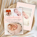 Cartão de Colagem Fotográfica de Anúncio de Nascim<br><div class="desc">Baby Girl Blush Pink Birth Anúncio 3 Cartões De Colagem De Fotos. Anúncio de nascimento elegante com 3 fotos de seu bebê favorito na frente, com um texto bonito, escrito à mão, "apresentando" em um roteiro de caligrafia suave, com fonte de rabo-de-coleira em fundo cor-de-rosa-pincel. Adicione o nome do seu...</div>