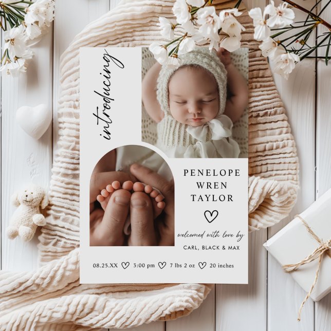 Cartão de Colagem Fotográfica de Anúncio de Nascim (Criador carregado)