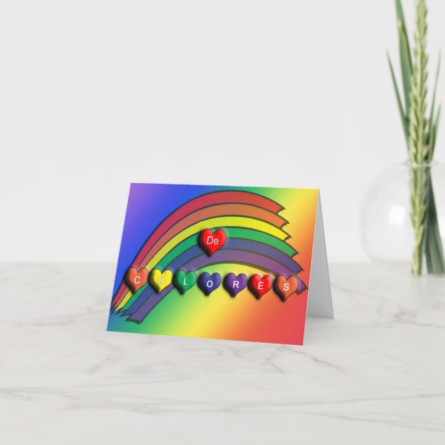 Cartão De Colores Rainbow Hearts Blank Card (Frente)