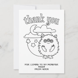 Cartão de Colorir Festa de Aniversário Monstros Ob