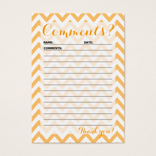 Cartão de comentário ao cliente Chevron (Frente)