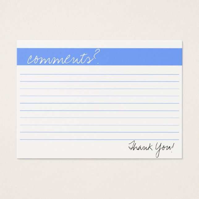 Cartão de Comentário Comercial (Frente)