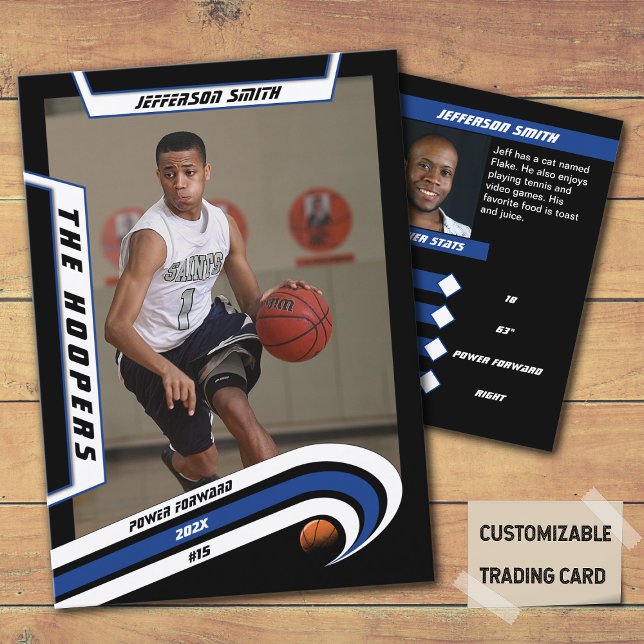 Cartão de Comércio de Basquete de Azul-Vivo Negro (Unleash the Future of Basketball Collectibles with the Basketball Trading Card in Lively Blue Black)