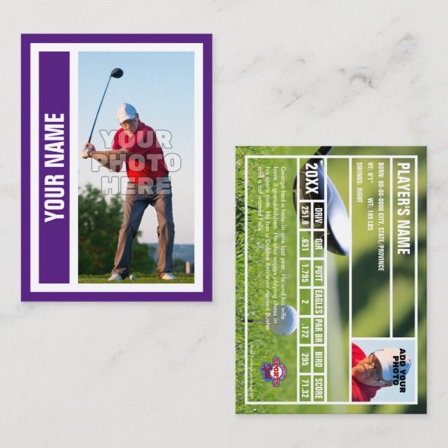 Cartão de Comércio de Golfe Personalizado - Roxo R (Frente/Verso)
