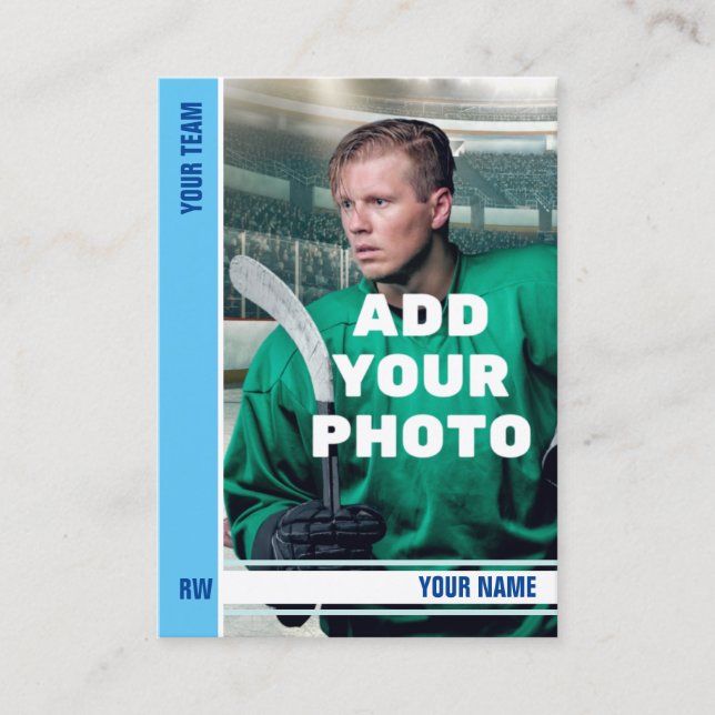 Cartão De Comércio De Hockey Com Strik Azul De Gel (Frente)