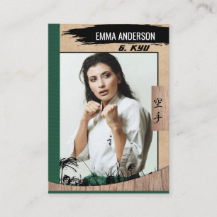 Cartão de Comércio de Madeira Rustic Karate Green 