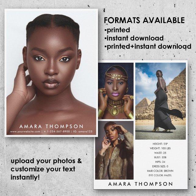 Cartão de Comp Modelo Ator Modelagem 4 Foto Modern (Model Actor Modeling Comp Card 4 Photo Modern)