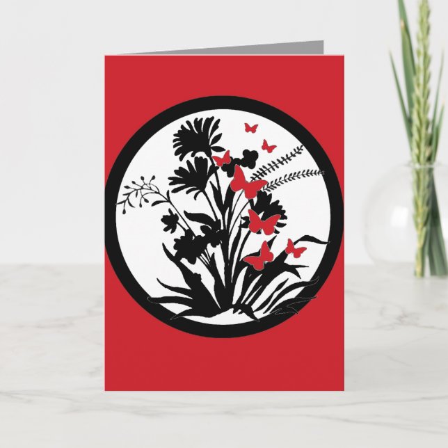 Cartão de compaixão de flor branca-negra (Frente)