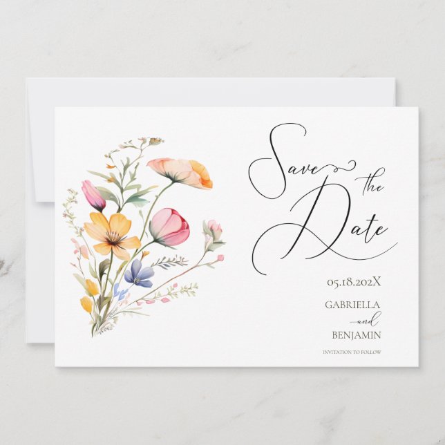 Cartão de Compromisso de Casamento com Flor Silves (Frente)