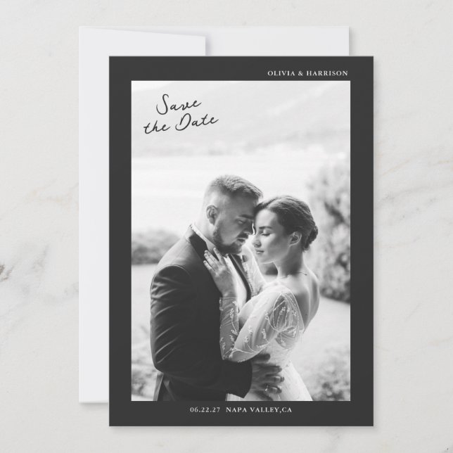 Cartão de Compromisso de Casamento com Foto Modern (Frente)