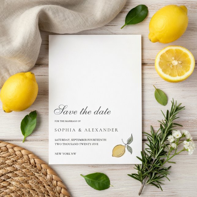 Cartão de Compromisso de Casamento Lemon Save the  (Criador carregado)