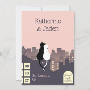 Cartão de Compromisso de Casamento Tema Gato