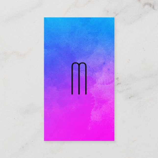 Cartão de Compromisso de Cores Vibrantes Monograma (Frente)