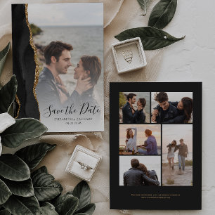 Cartão de Compromisso de Data de Ágata Dourada Pre