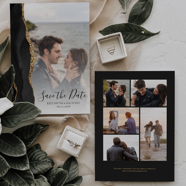 Cartão de Compromisso de Data de Ágata Dourada Pre (Criador carregado)