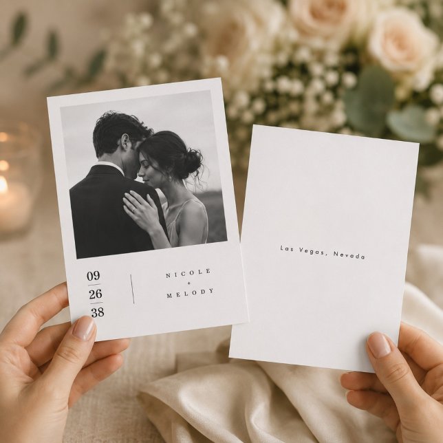 Cartão de Compromisso de Data de Casamento com Fot (Criador carregado)