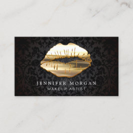 Cartão de Compromisso de Lábios Dourados Pretos 3D