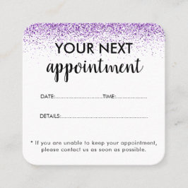 Cartão de Compromisso de Salão roxo com brilho púr