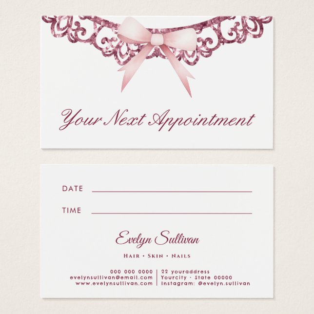 Cartão de compromisso do arco rosa com imagem bril (Frente & Verso)