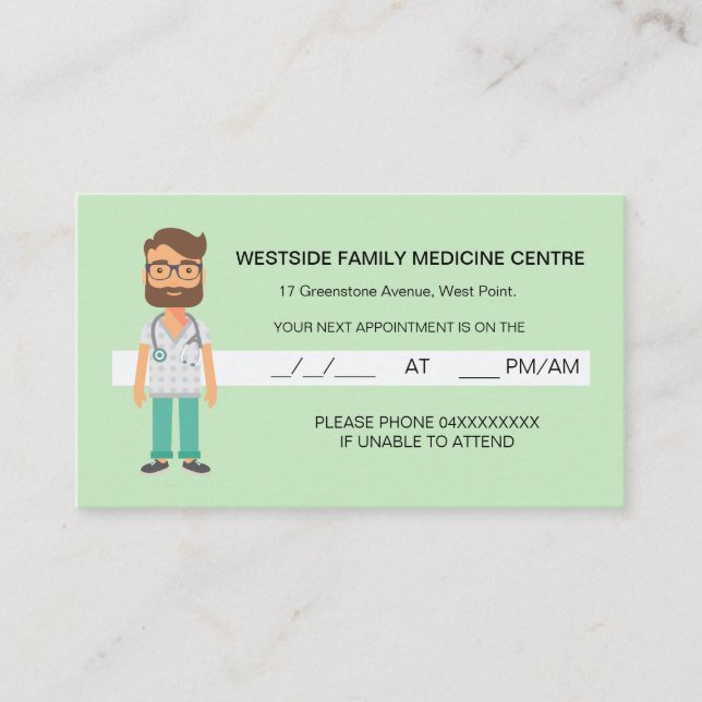 Cartão de Compromisso do Médico Familiar Amigável  (Frente)