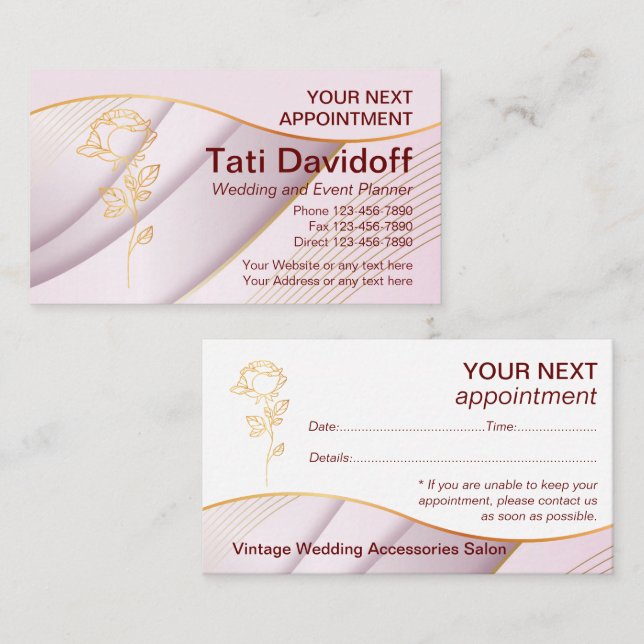 Cartão de Compromisso Dourado Cor Suave Elegante (Frente/Verso)