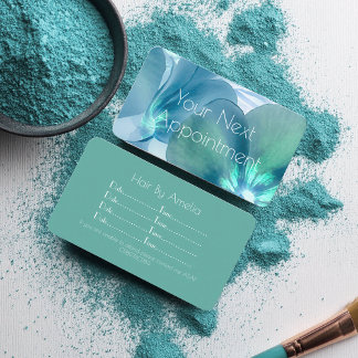 Cartão de Compromisso Floral Azul e Teal