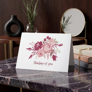 Cartão de Condenências Florais em Aquarela Rosa e 
