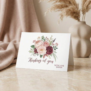 Cartão de Condenências Florais em Aquarela Rosa e