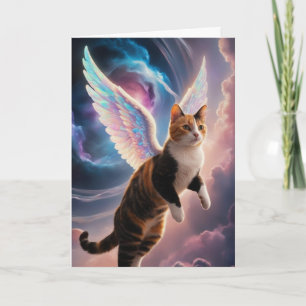 Cartão de Condolências Anjo Gato Malhado Fofo