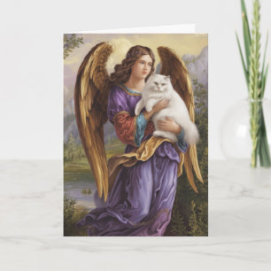 Cartão de Condolências Anjo Gato Persa Branco