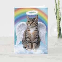 Cartão de Condolências Anjo Gato Tabby Cinza Fofo