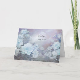 Cartão de condolências Azul floral Enviando nosso