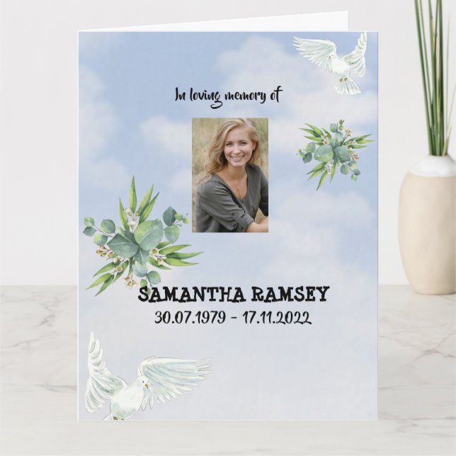 Cartão de Condolências Céu Azul Moderno (Frente)