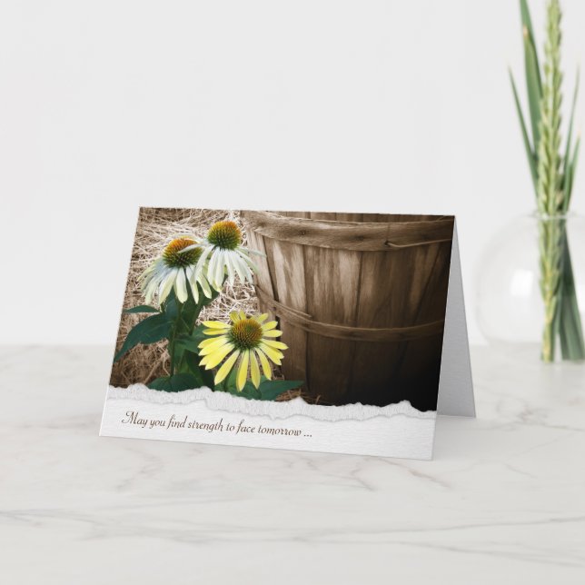Cartão de Condolências com Flores e Cesto de Alque (Frente)