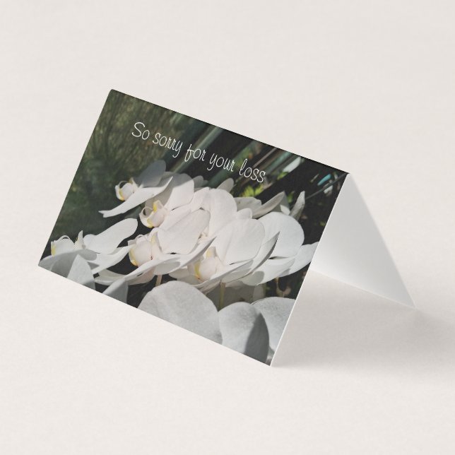 Cartão de condolências com Orquídeas Brancas (Frente)