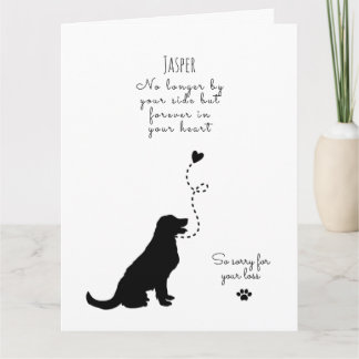 Cartão de condolências de cães, nome personalizado