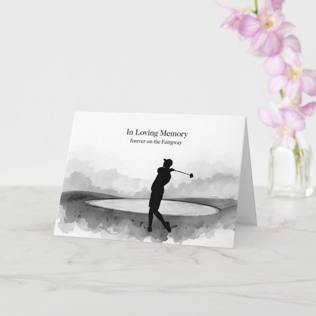 Cartão de Condolências de Golfe Preto e Branco Des (Orquídea)