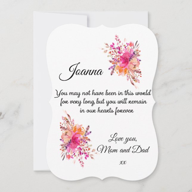 Cartão de condolências filho (Frente)