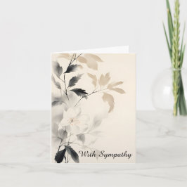 Cartão de Condolências Flor e Folhas Tinta e Lavag
