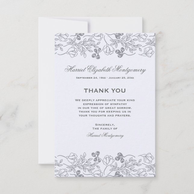 Cartão de condolências floral das beiras (Frente)