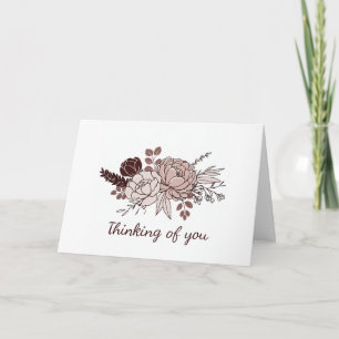 Cartão de Condolências Floral em Aquarela Rosa e B