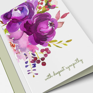 Cartão de condolências Floral Roxo Elegante