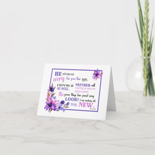 Cartão de condolências JW Roxo Cor-de-rosa Revelaç (Frente)