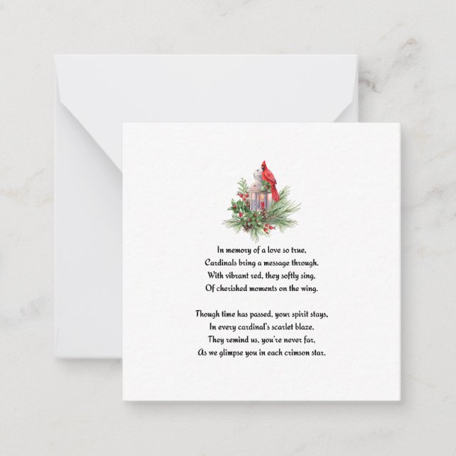 Cartão de condolências Memorial do Cardeal Vermelh (Frente)