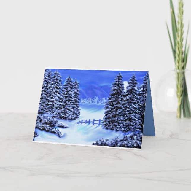 Cartão de condolências na montanha azul dentro azu (Frente)