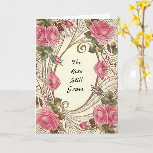 Cartão de condolências O Rosa ainda cresce além da (Flor Amarela)