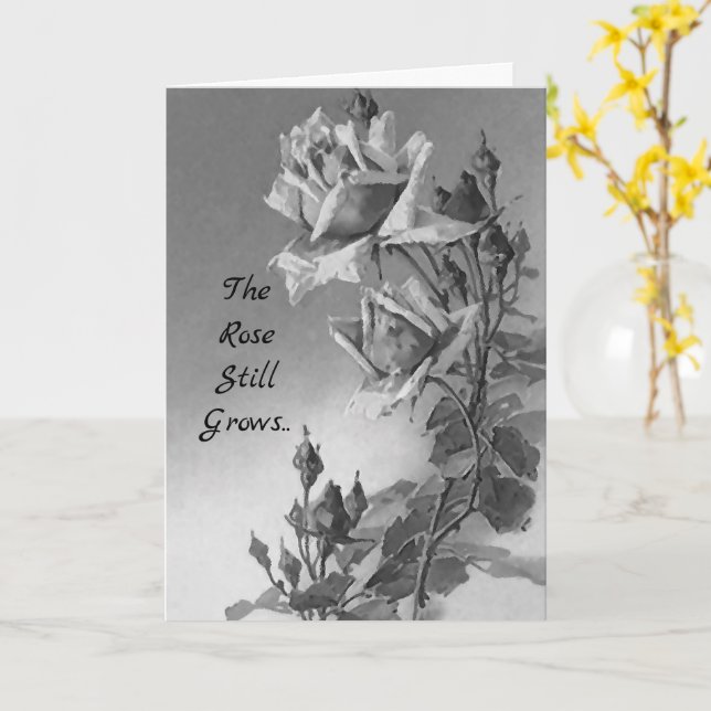 Cartão de condolências O Rosa ainda cresce além da (Flor Amarela)